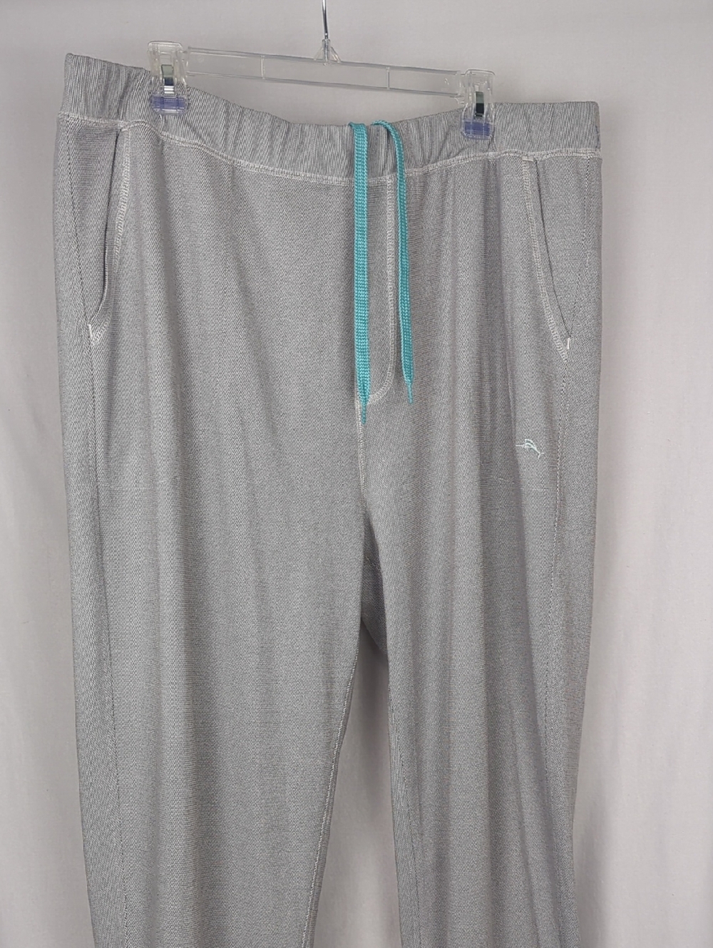 TOMMY BAHAMA Men's Gray Active Jogger Pants with Teal Drawstring